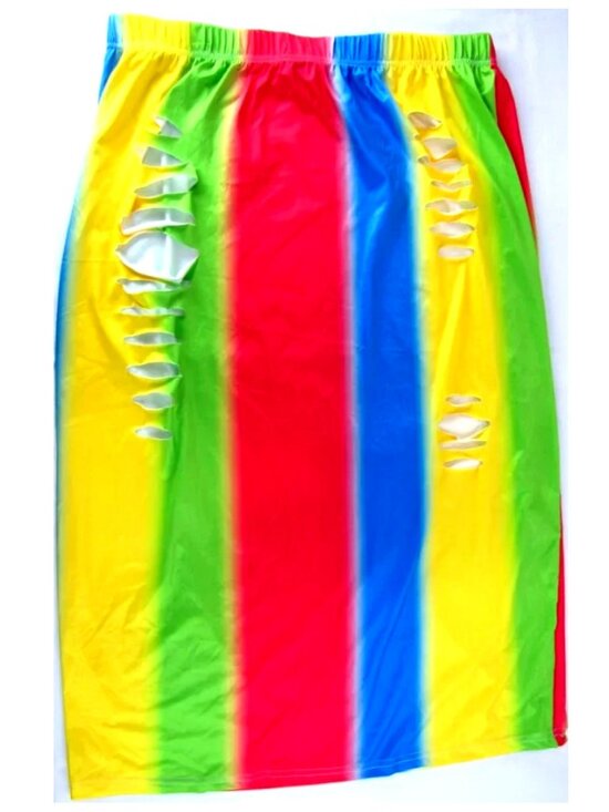 Touch Me Dresses & Skirts - SALE! Striped Rainbow Cut Outs Yellow Red Long Skirt
